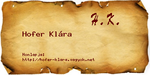 Hofer Klára névjegykártya